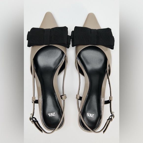 Zara Bow Trim Slingback Heels - Picture 1 of 9